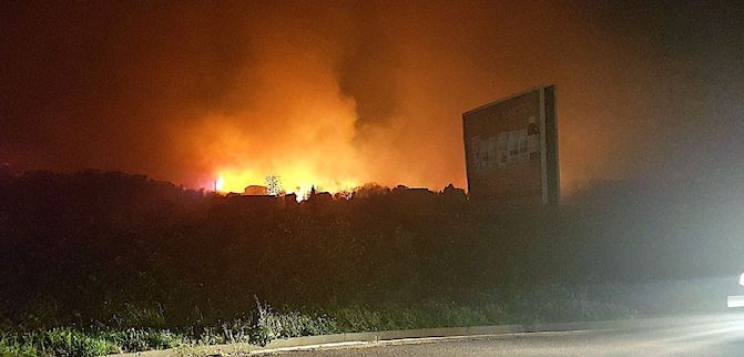 Les flammes progressent à vive allure sur la route de Taglio-Isolaccio.