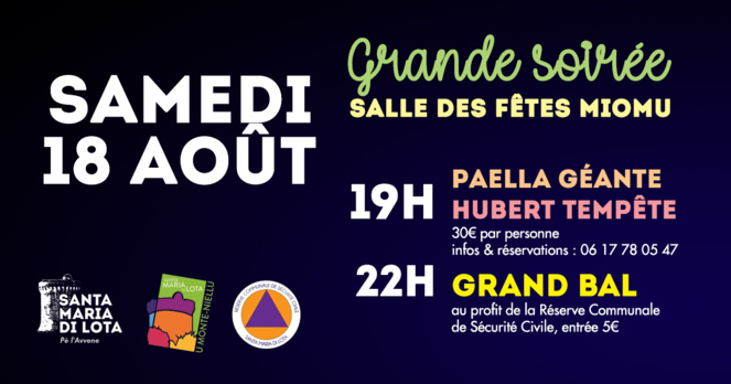 Grande soirée samedi 18 août à Miomu