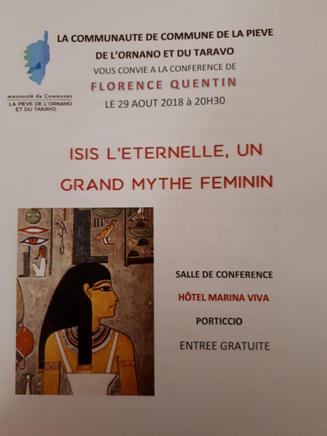 Conférence à l'hôtel Marina viva:: "Isis l’éternelle, un grand mythe féminin"