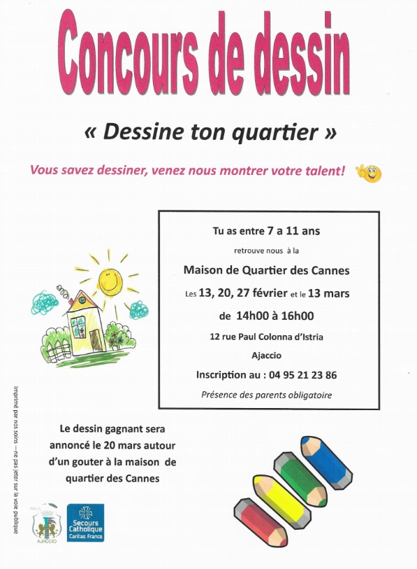 Concours de dessin "dessine ton quartier" en partenariat avec la Maison de Quartier des Cannes