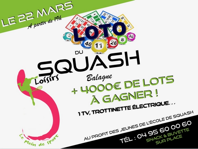 Loto au profit de l'école de Squash de l'Ile-Rousse