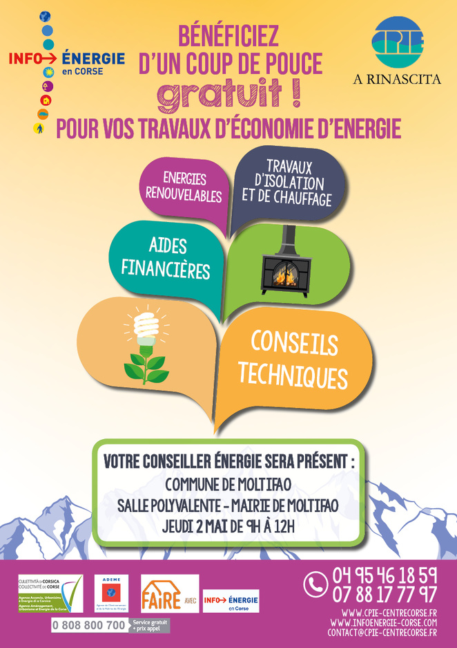 Une permanence Info Energie à Moltifao ce 2 mai