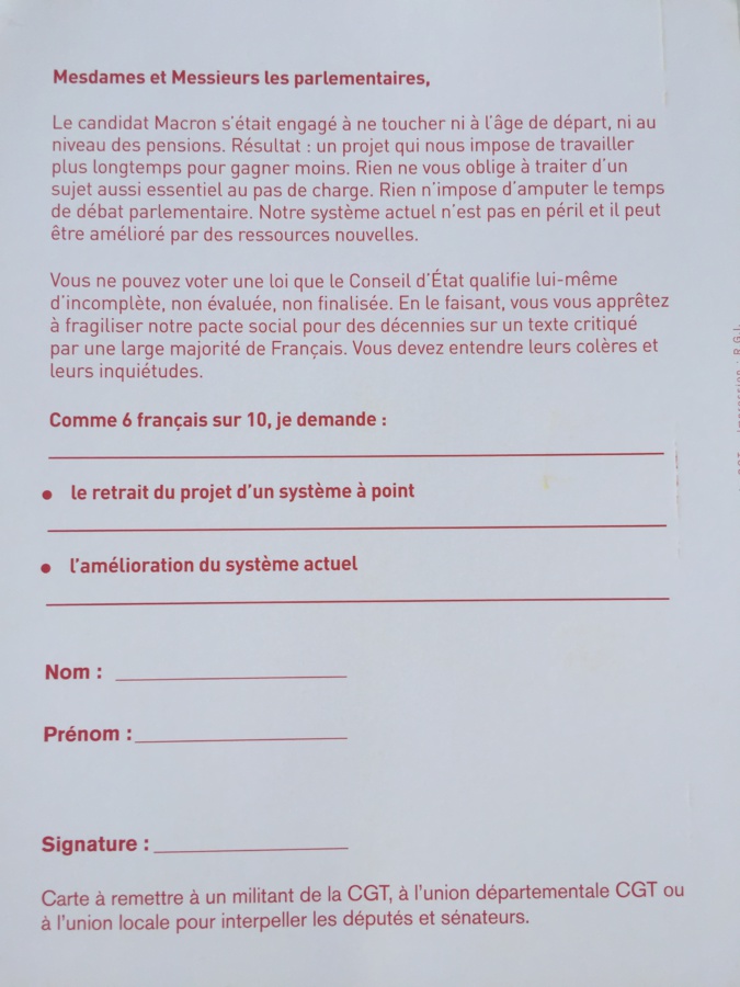 La pétition de la CGT