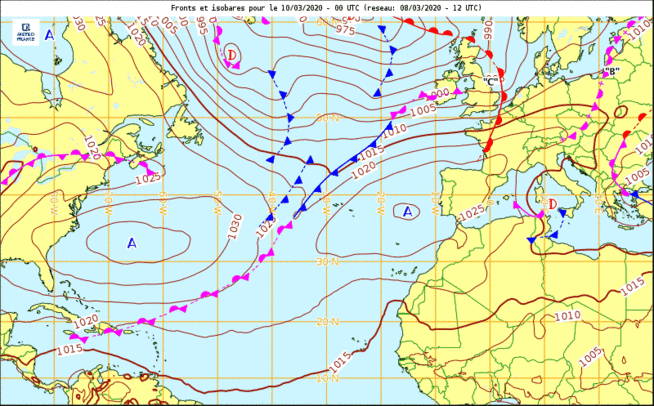 Grâce à un anticyclone situé sur le sud du Portugal, le temps sera ensoleillé à partir de mardi