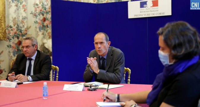 La conférence de presse de ce mardi en préfecture à Ajaccio. Images Michel Luccioni