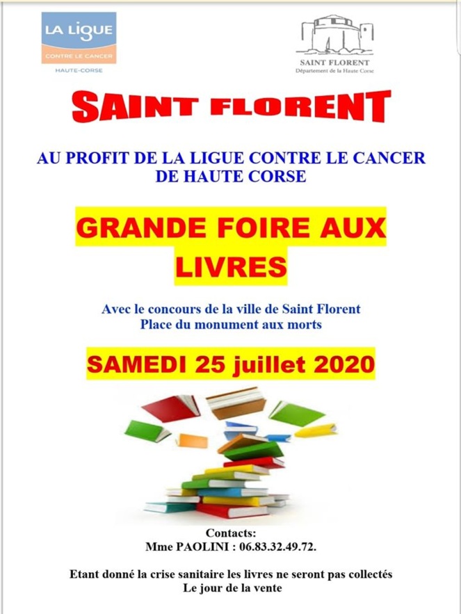 Saint-Florent : Une foire aux livre au profit de la Ligue contre le Cancer 