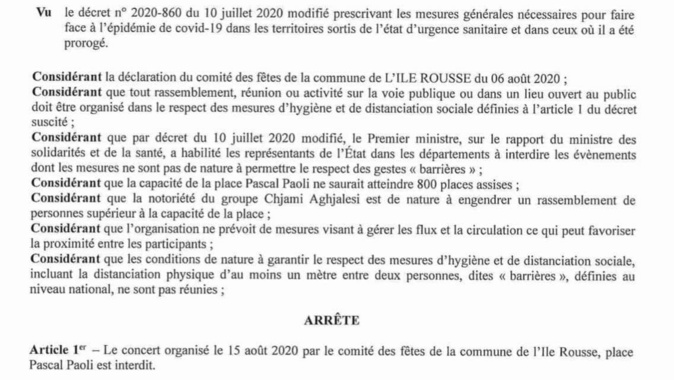 Le groupe des Chjami Aghjalesi réagit à son tour après l'interdiction préfectorale  du concert à Lisula