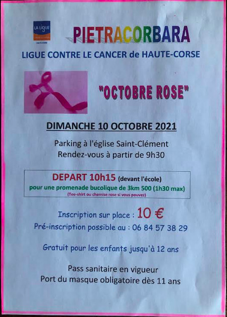 Pietracorbara : Une marche rose contre le cancer ce dimanche 10 octobre