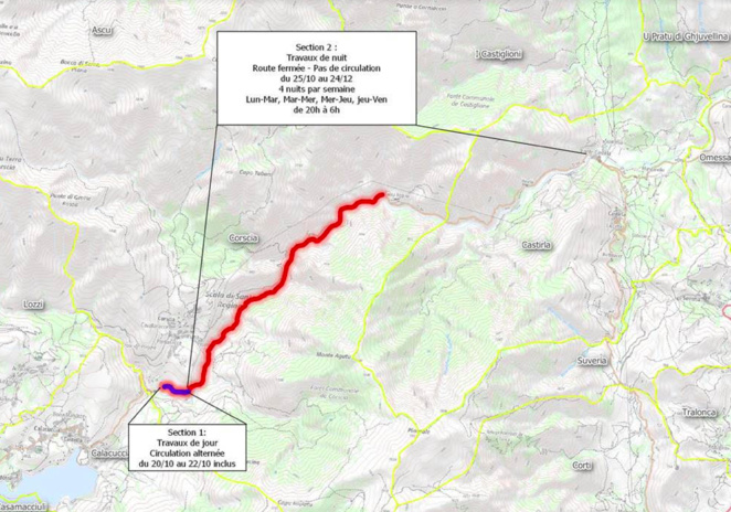 Travaux sur la RD84 entre Calacuccia et Ponte Castirla : la circulation perturbée