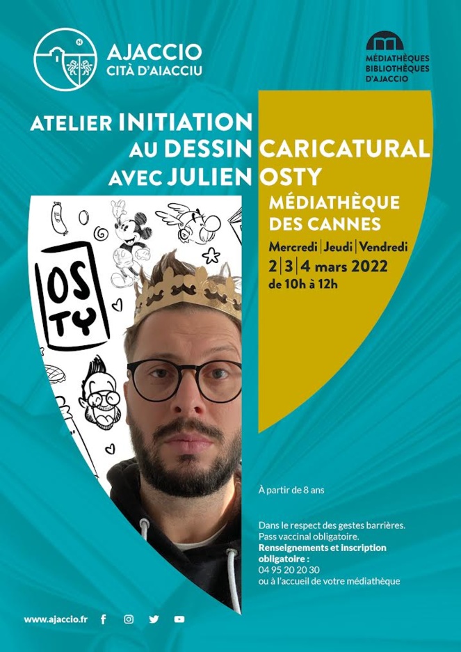 Ajaccio : atelier dessin caricatural à la médiathèque des Cannes les 2, 3 et 4 mars