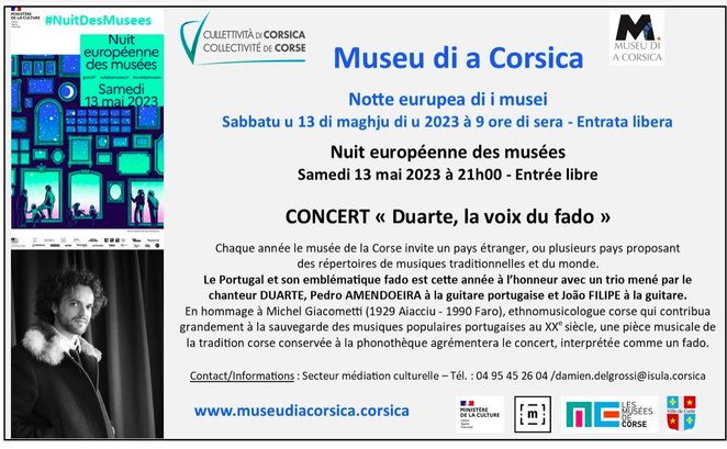 Nuit des musées 2023 : un concert de fado au museu di a Corsica in Corti