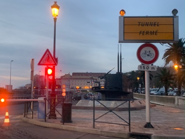 Le tunnel de Bastia fermé