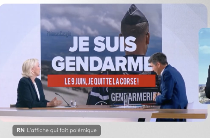 "Je suis gendarme, le 9 juin je quitte la Corse" : Une affiche parodique du RN diffusée par erreur dans Télématin
