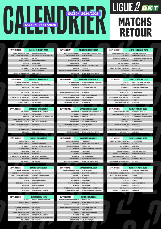 Le calendrier de Ligue 2 de Football dévoilé : ACA-Rodez et Metz- Sporting pour commencer