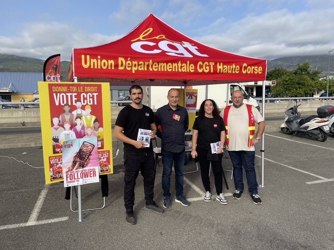 Furiani, 1ere étape de la caravane mobile de la CGT ce mardi 15 octobre.