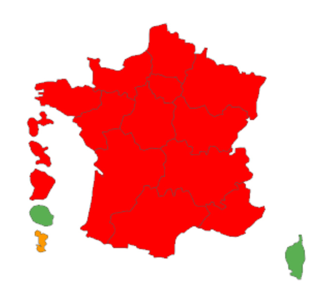 La carte de la bronchiole de Santé publique France