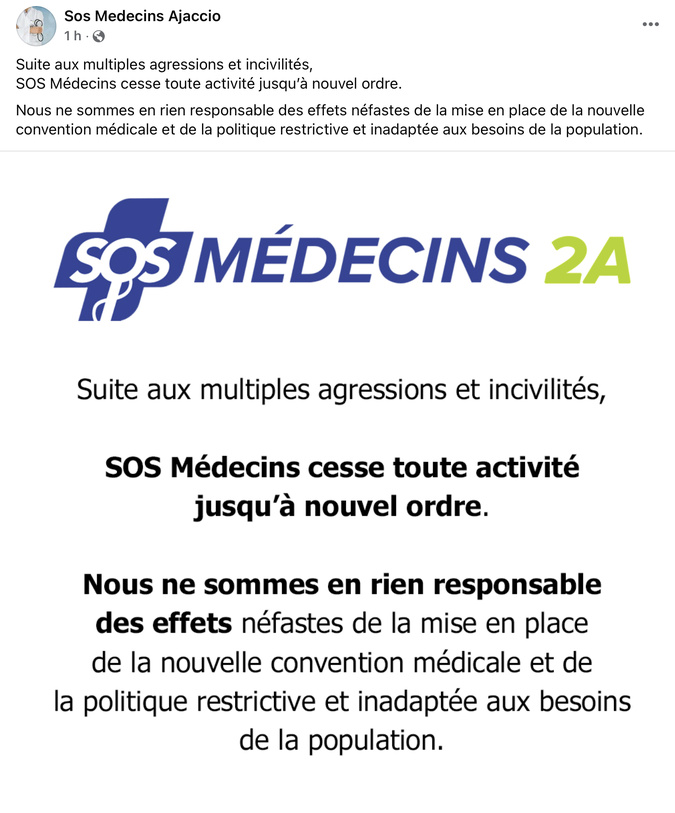 Ajaccio : SOS Médecins suspend ses activités après des agressions