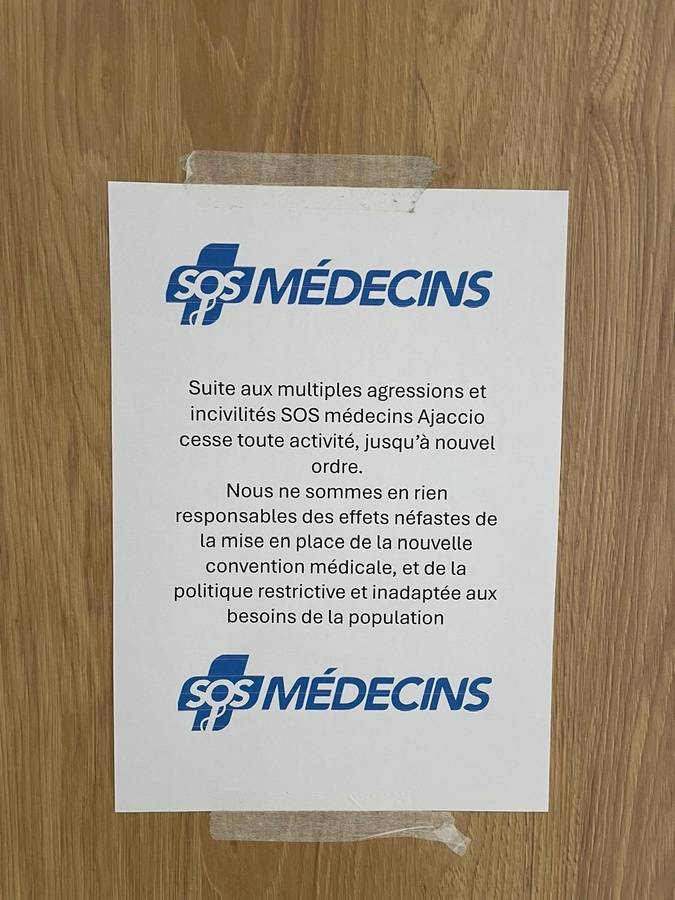 Suspension des activités de SOS Médecins à Ajaccio : l'ARS déplore l'agression de médecins 