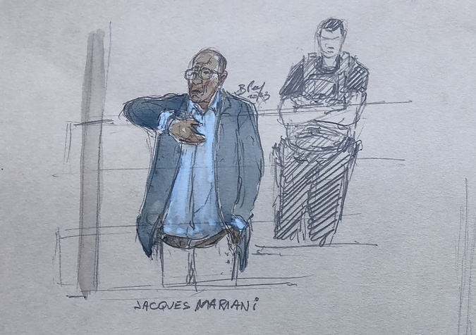 Croquis d'audience du 11 septembre 2023 de Jacques Mariani lors de son procès au Palais de Justice de Paris Benoit PEYRUCQ / AFP/Archives