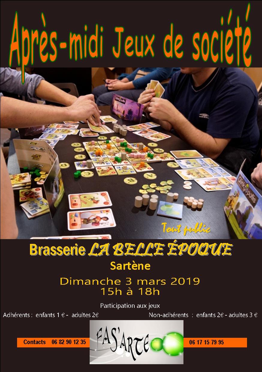 Après-midi jeux de société ce 3 mars à la brasserie La Belle époque de Sartène