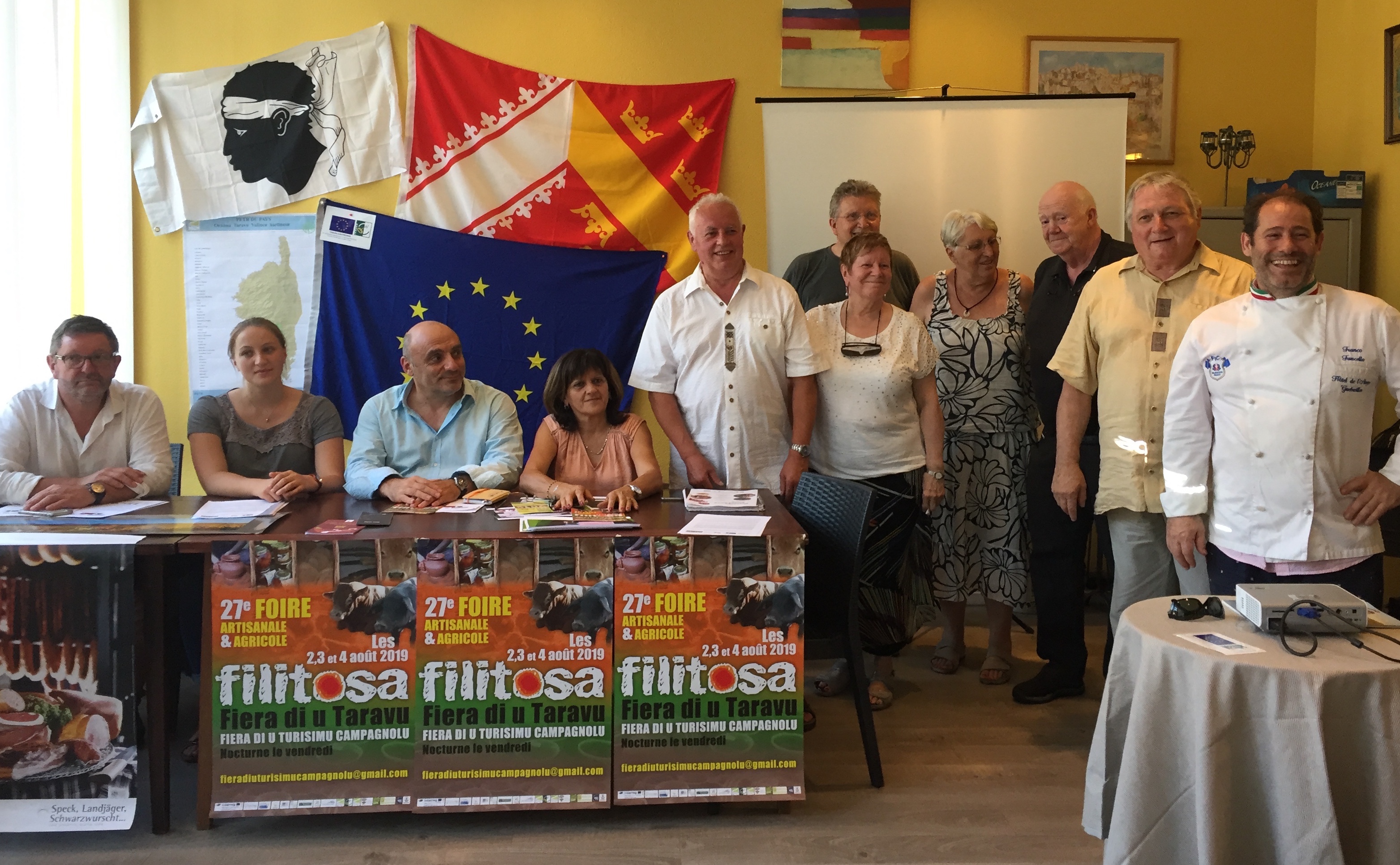 La présentation de la 27e foire de Filitosa a eu lieu le 1er Juillet dernier à l'hôtel de l'Ange à Guebwiller. A cette occasion Un repas des terroirs d'Europe a été servi à plus de cent convives