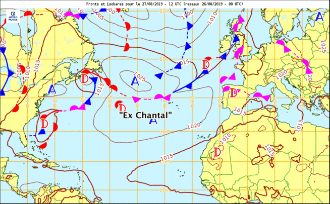 Carte météo pour le mardi 27 à 12h