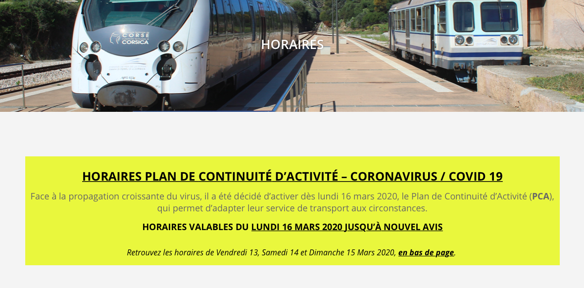 Les trains corses s’organisent pour poursuivre leur activité malgré le coronavirus