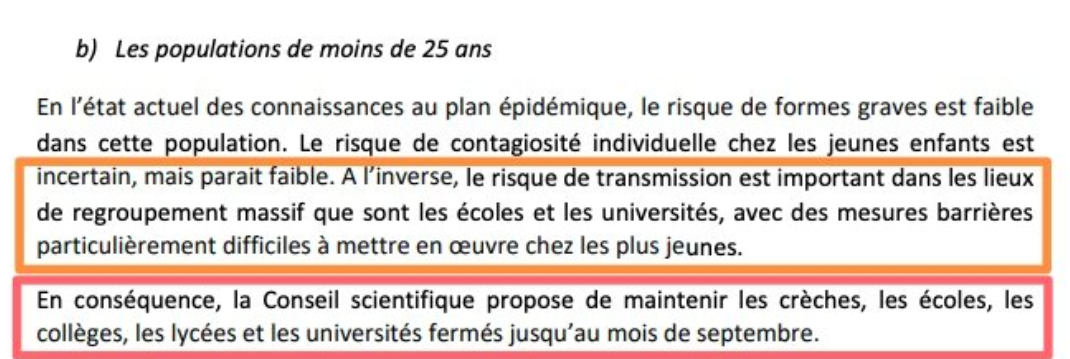 Deconfinement : Le conseil scientifique recommande le maintien de la fermeture des établissements scolaires