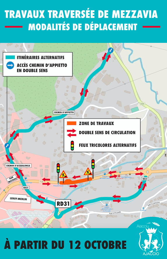 Ajaccio : de nouvelles conditions de circulation sur la traverse de Mezzavia