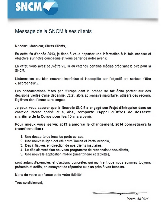 SNCM : Le directeur commercial tente de rassurer les clients de la compagnie...