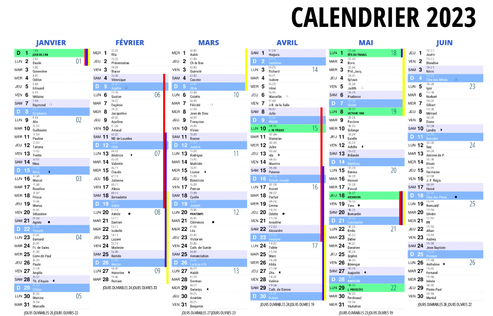Jours fériés de 2023 : le calendrier complet des ponts et week