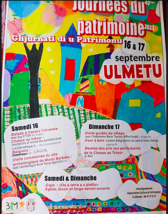 Journées du Patrimoine à Olmeto : le programme