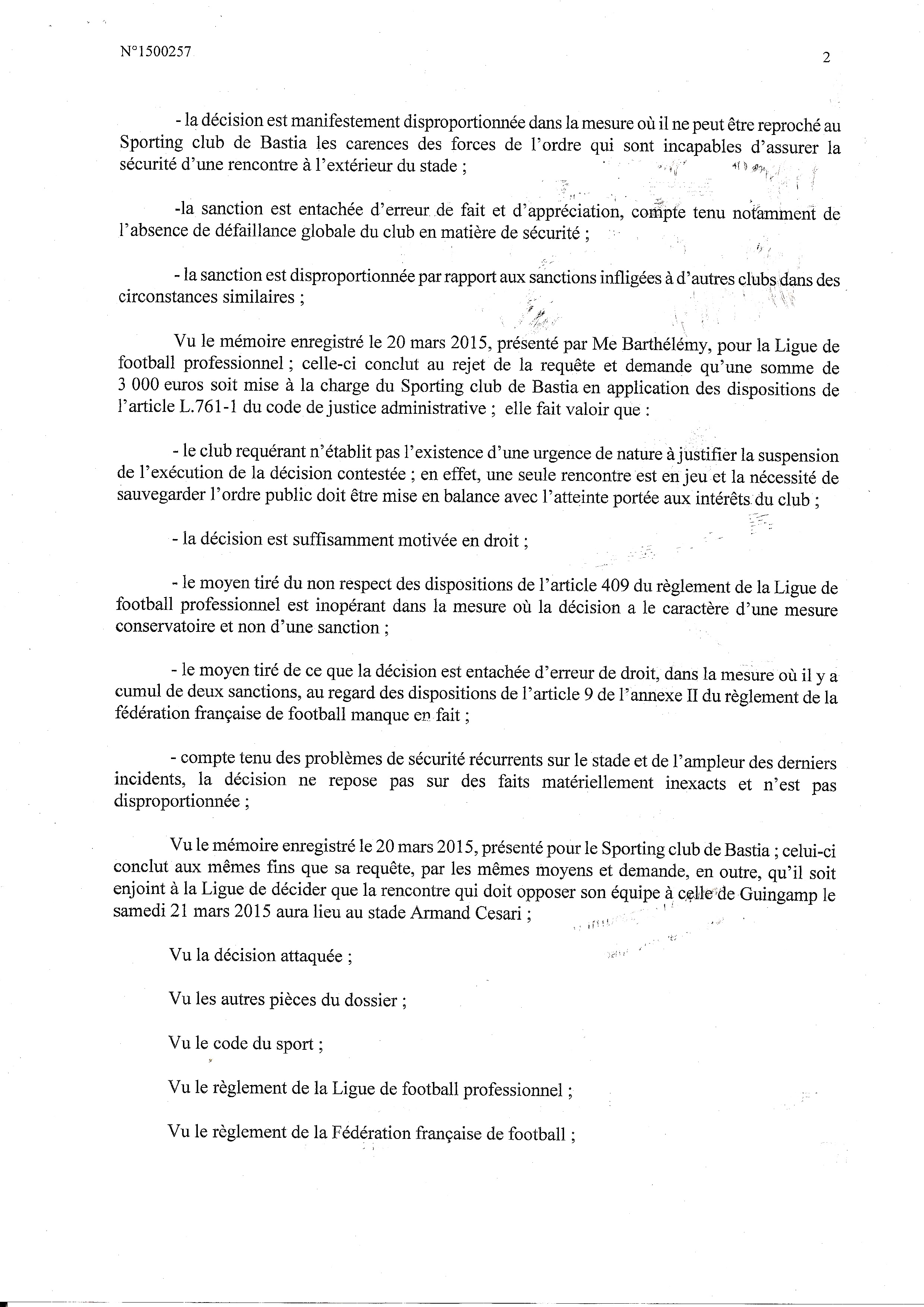 Sporting-Guingamp se jouera à Istres : Le référé-suspension du club rejeté