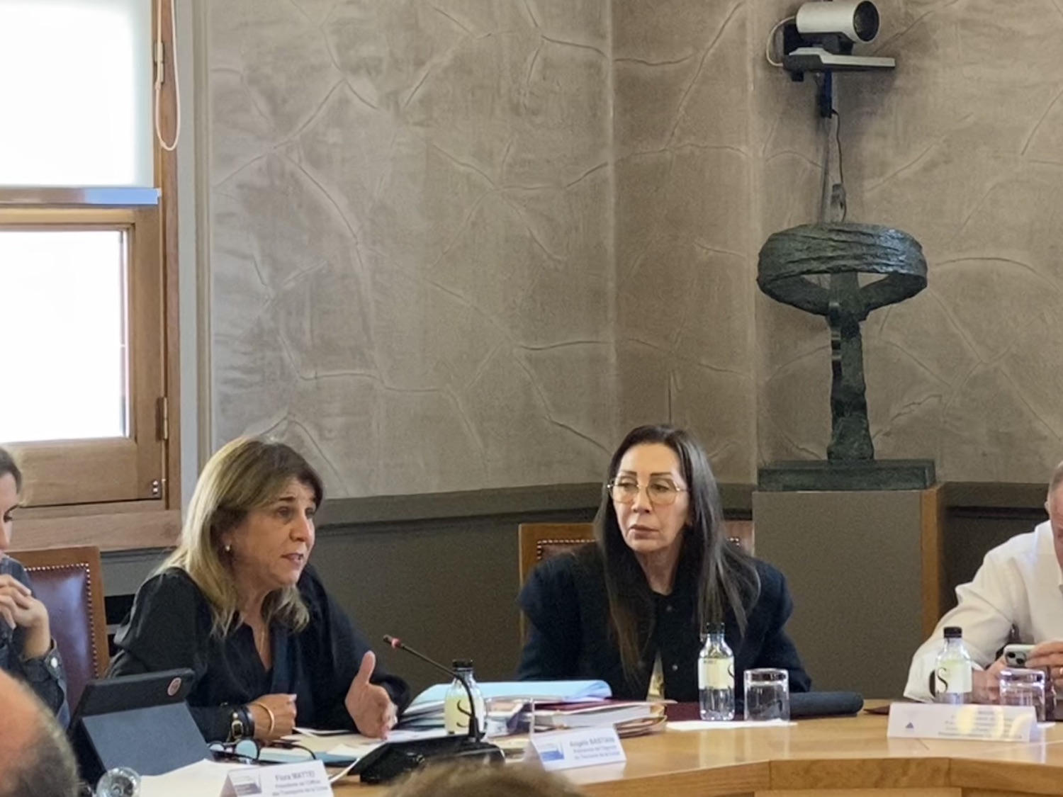 Angèle Bastiani, Présidente de l’Agence du Tourisme de la Corse, lors de la journée de discussion autour des transports externes organisée à la CCI de Bastia, mardi 22 mai 2024.
