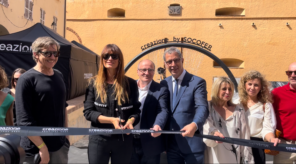 Marc Orsatelli, Caroline de Maigret et l'équipe de l'Office de Tourisme intercommunal de Bastia, inaugurent le festival Creazione, à Bastia , ce 13 juin 2024. ©Francesca-Orsula ANGELINI