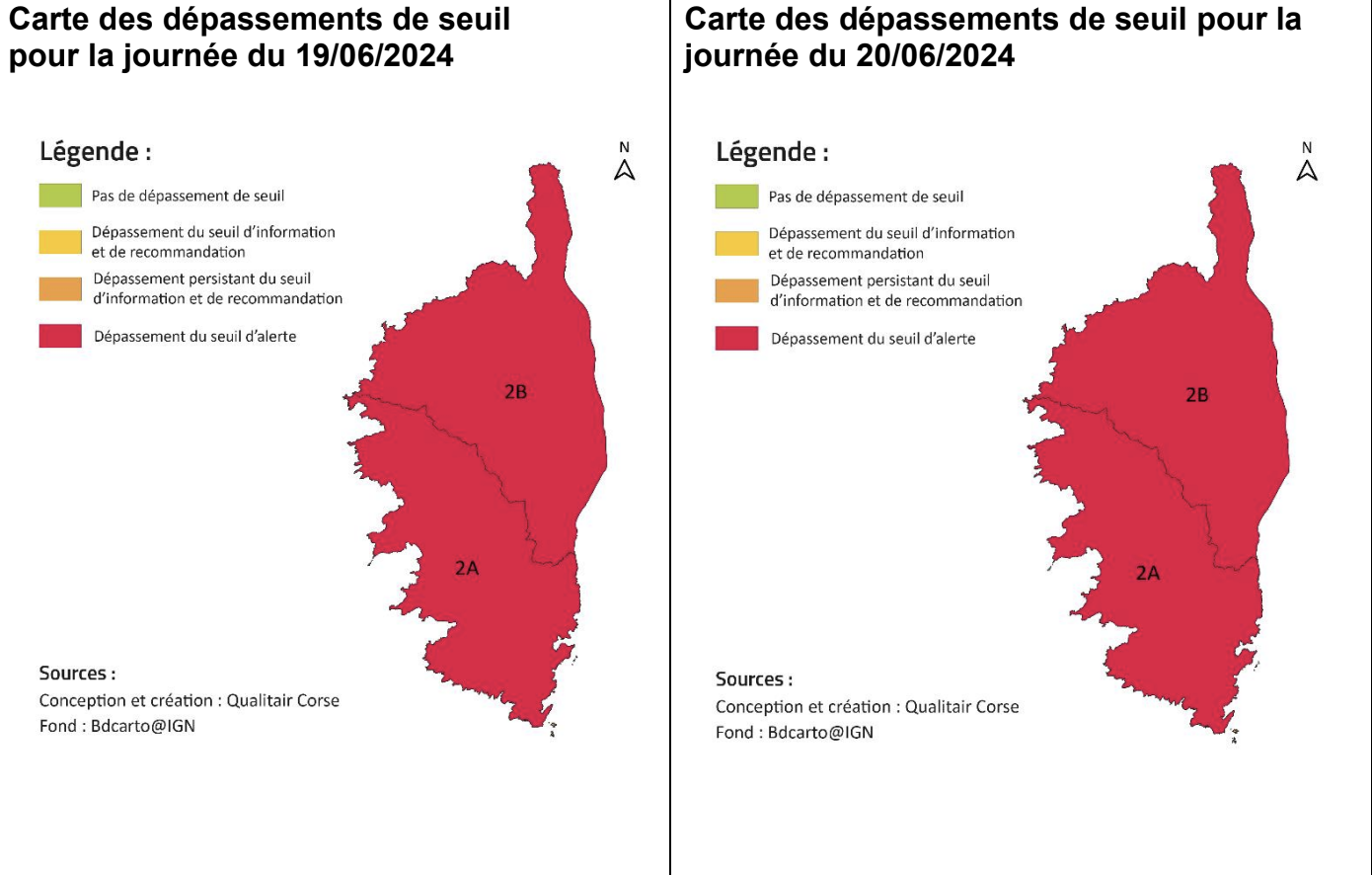 La carte de la Corse pour aujourd'hui et demain