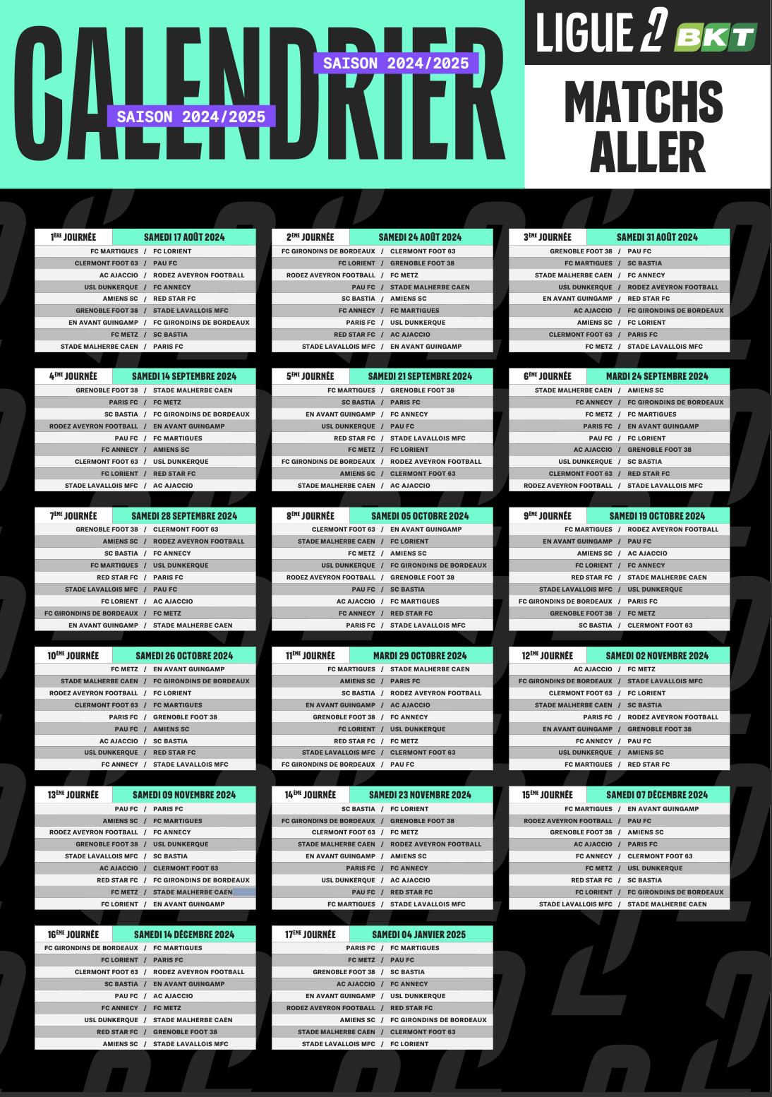 Le calendrier de Ligue 2 de Football dévoilé : ACA-Rodez et Metz- Sporting pour commencer