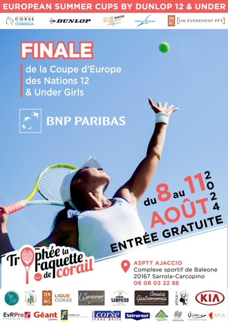 A Cullectività di Corsica et la Commune de Sarrula Carcupinu soutiennent la manifestation, DUNLOP est le partenaire officiel de Tennis Europe, BNP Paribas est le partenaire privé principal de « La Raquette de Corail ».