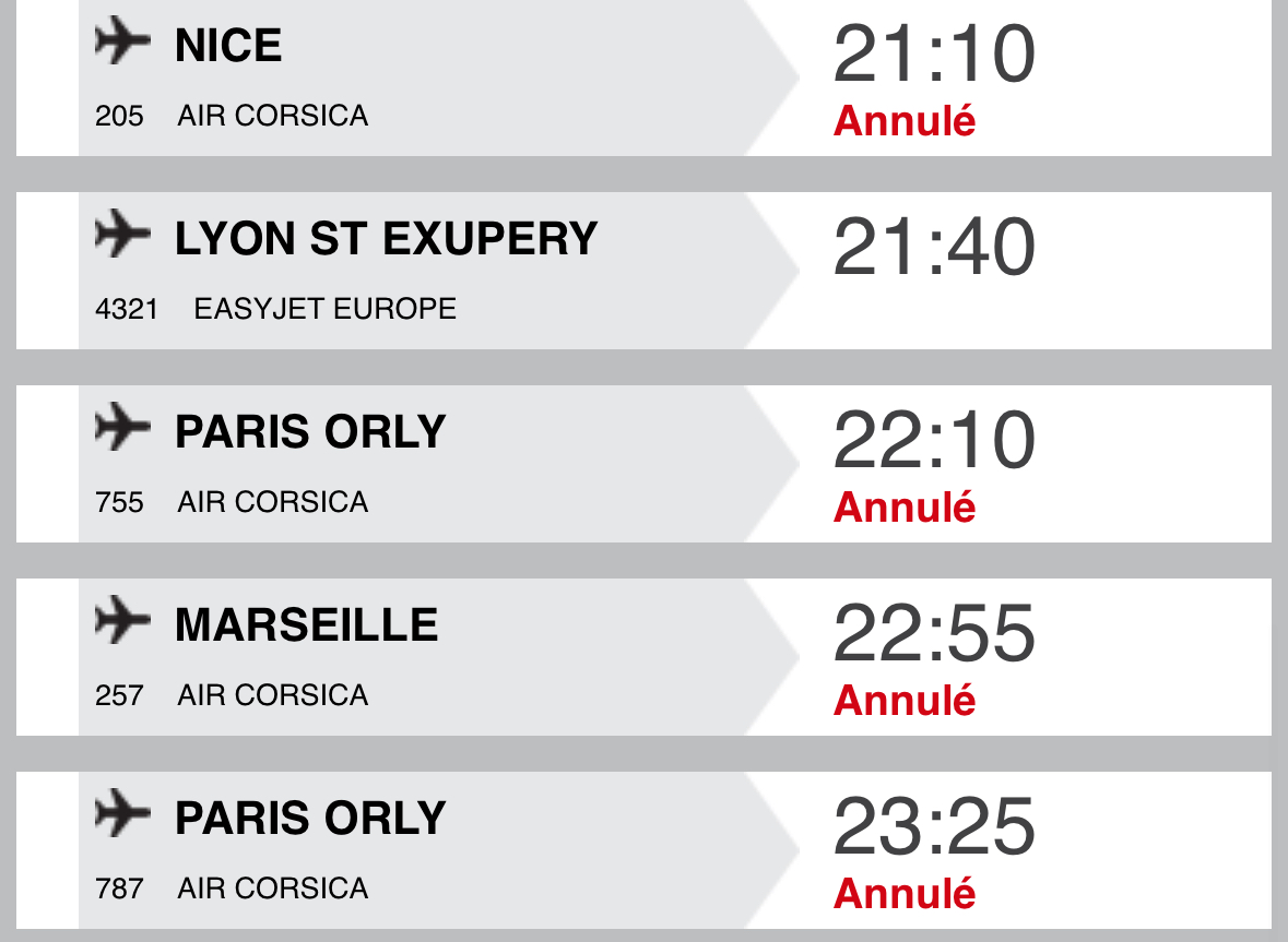 Les vols au départ de l’aéroport de Bastia