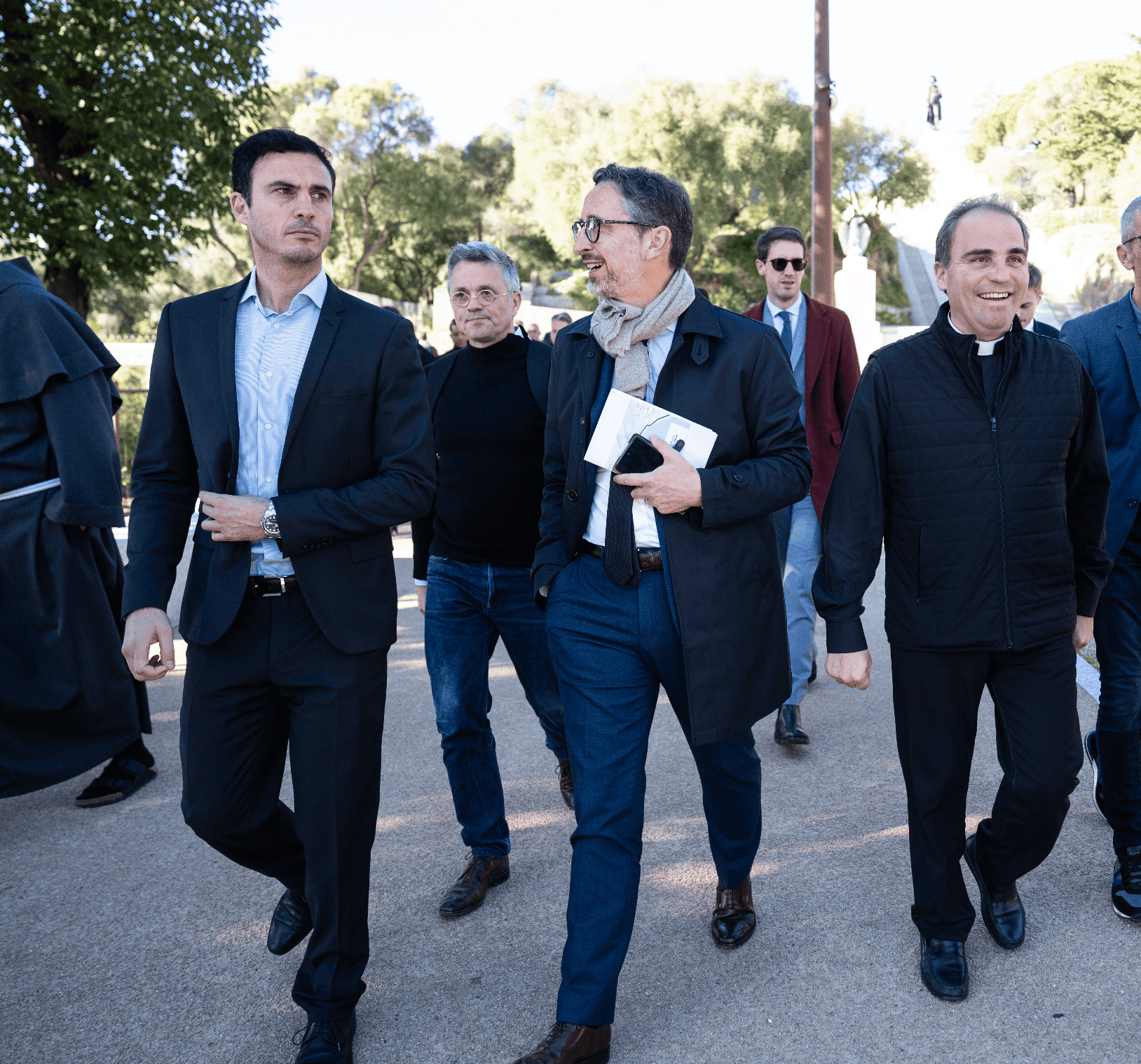 Alexandre Farina, le Premier Adjoint de la Ville d'Ajaccio, Jérôme Fillipini, le Préfet de Corse et l'Abbé Constant, lors de la visite de la délégation du Vatican (photos Paule Santoni).