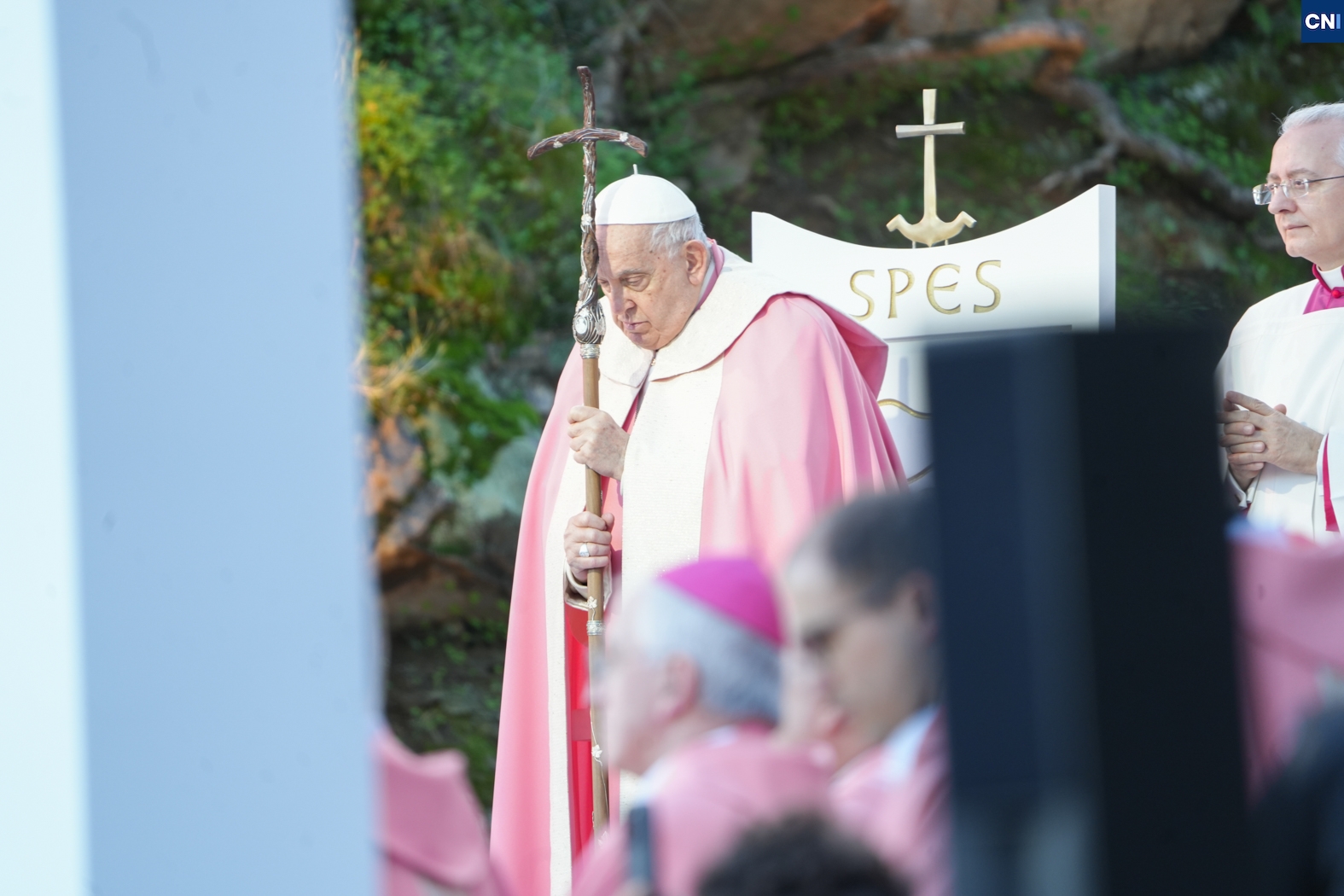 Le pape François préside la Sainte Messe au Casone à Aiacciu. Photo Paule Santoni.