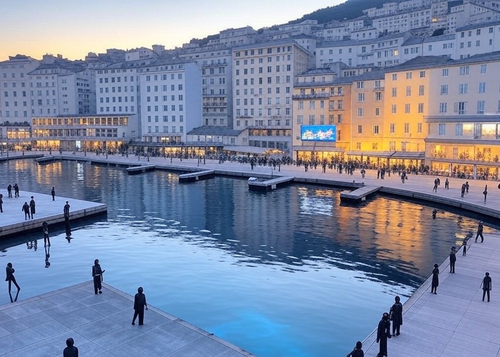 Des zones piétonnes sont créées sur le Vieux-Port de Bastia ©Yiaho - Image générée avec l’IA