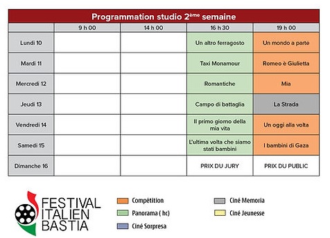 Grille projections 2e semaine au Studio