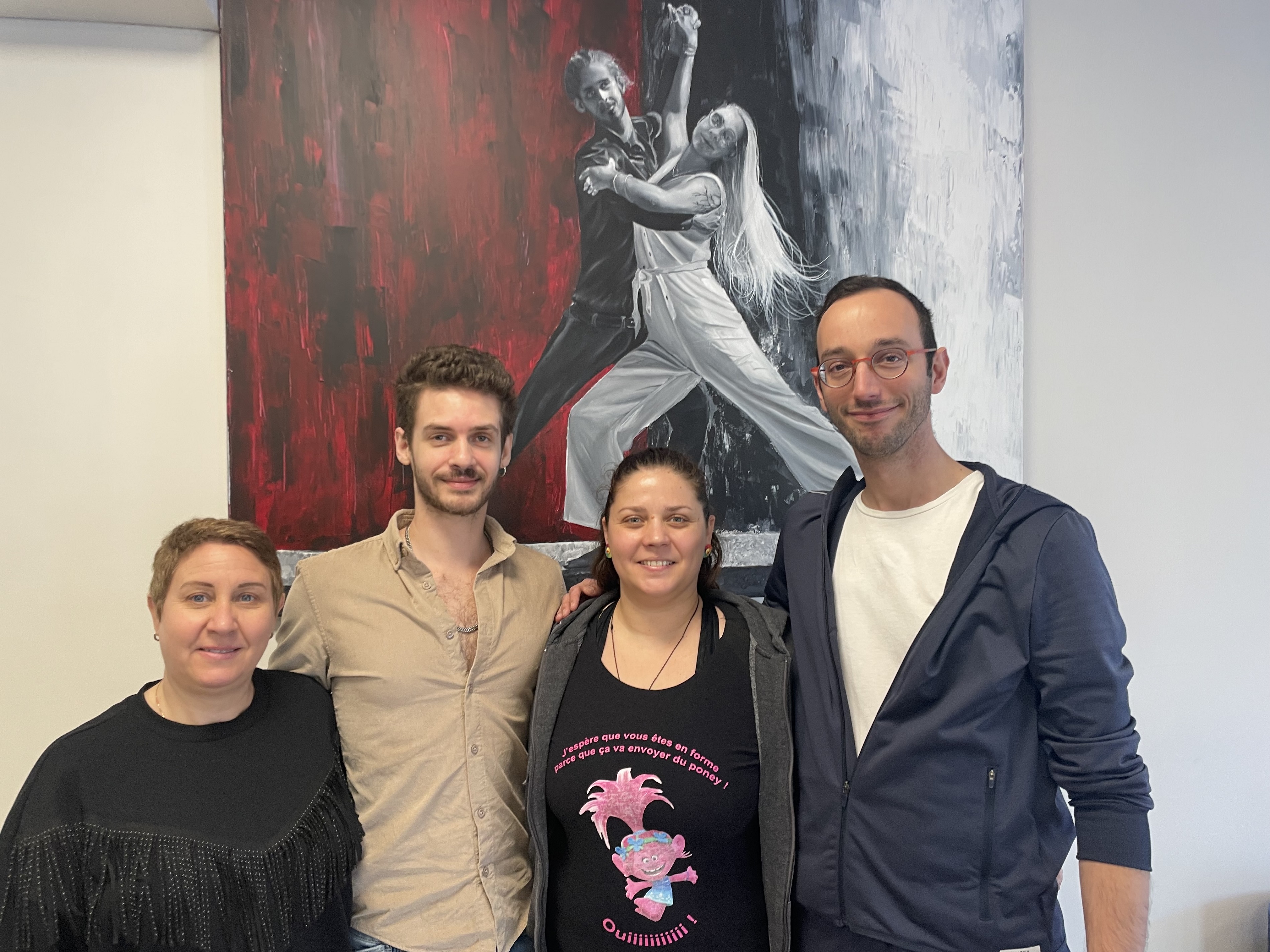 Mélissa Bouquet, Charles Vincensini, Marine Guillard et Jean-François Carlotti pour un stage de West Coast Swing