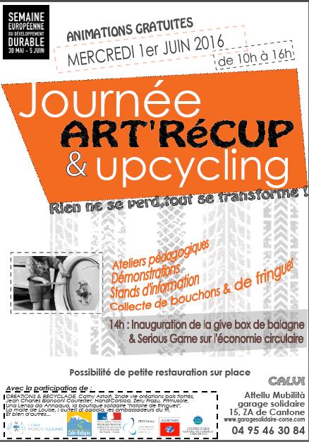 Journée « Art’Récup & Upcycling le 1er juin au Garage solidaire-Attelu Mubilita de Calvi