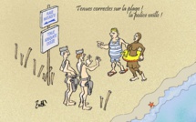 Le dessin de Battì : Lecci, la plage, le soleil et le maire